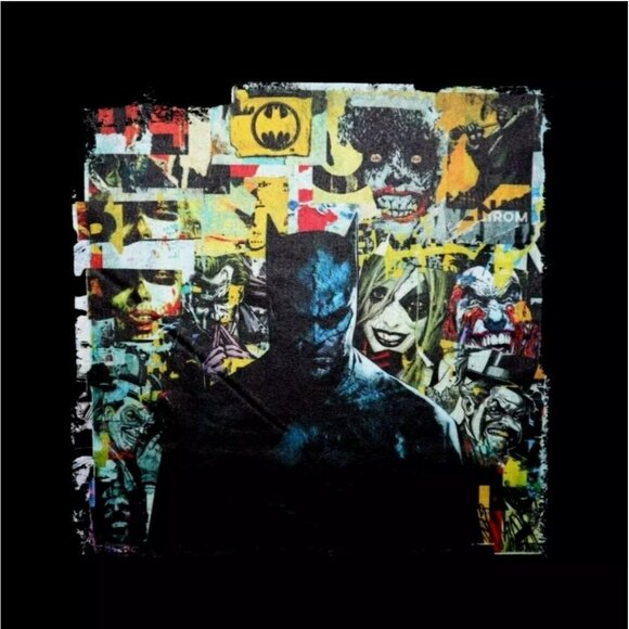 H&M BATMAN NEW Size L DOUBLE-SIDED T-Shirt DC Joker Harley Quin Penguin Riddler - Picture 1 of 4